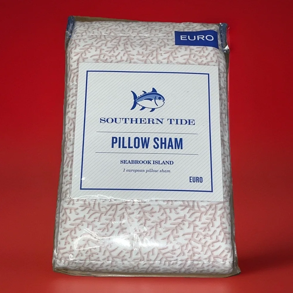 Southern Tide Pair of Euro Pillow Shams Seabrook Island Coral Pink 26x26 New